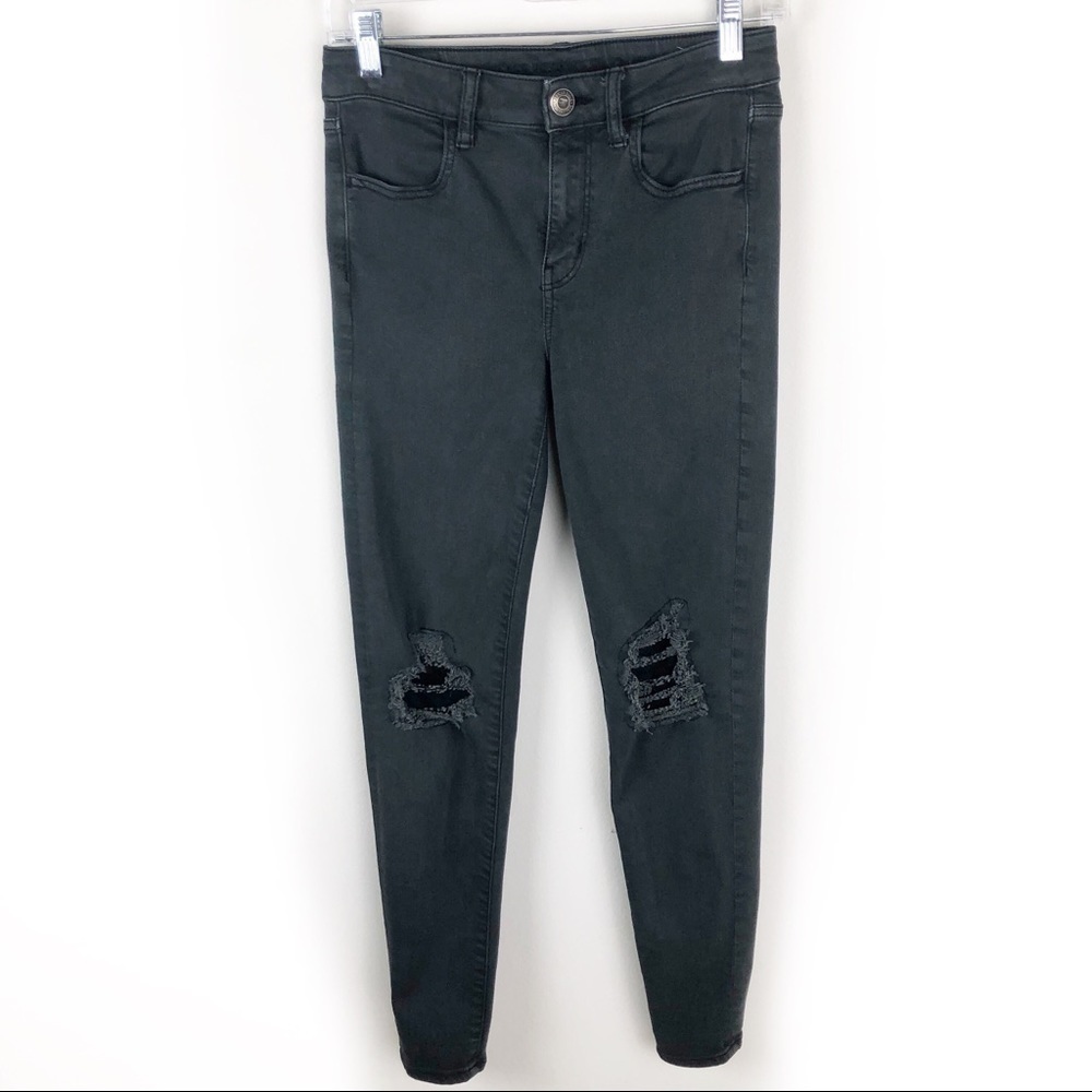 American Eagle- Hi-rise jeggings lace knees sz: 4